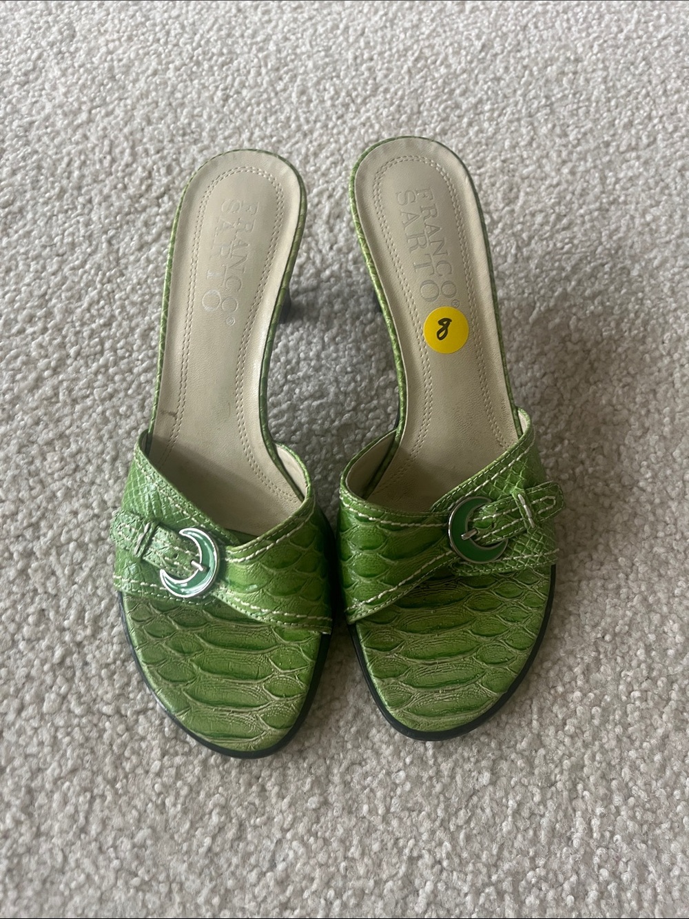 Franco Sarto Green Textured Slide Mules - Picture 2 of 5